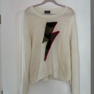 Wooden Ships Cream Sweater with Camo Lightning Bolt